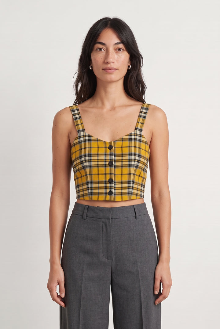 Crop top Jaune et Noir - Taille M/38 de la marque Maje | PARAD122638 - Vendu par Paradigme - Image 1