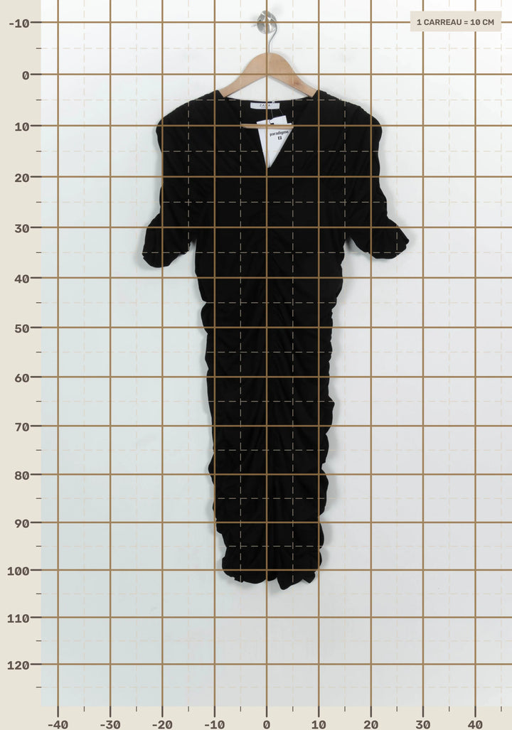 Robe Froncée Noire - Taille M/38 de la marque ZAPA | PARAD122644 - Vendu par Paradigme - Image 4