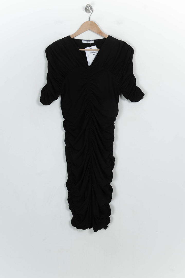 Robe Froncée Noire - Taille M/38 de la marque ZAPA | PARAD122644 - Vendu par Paradigme - Image 2