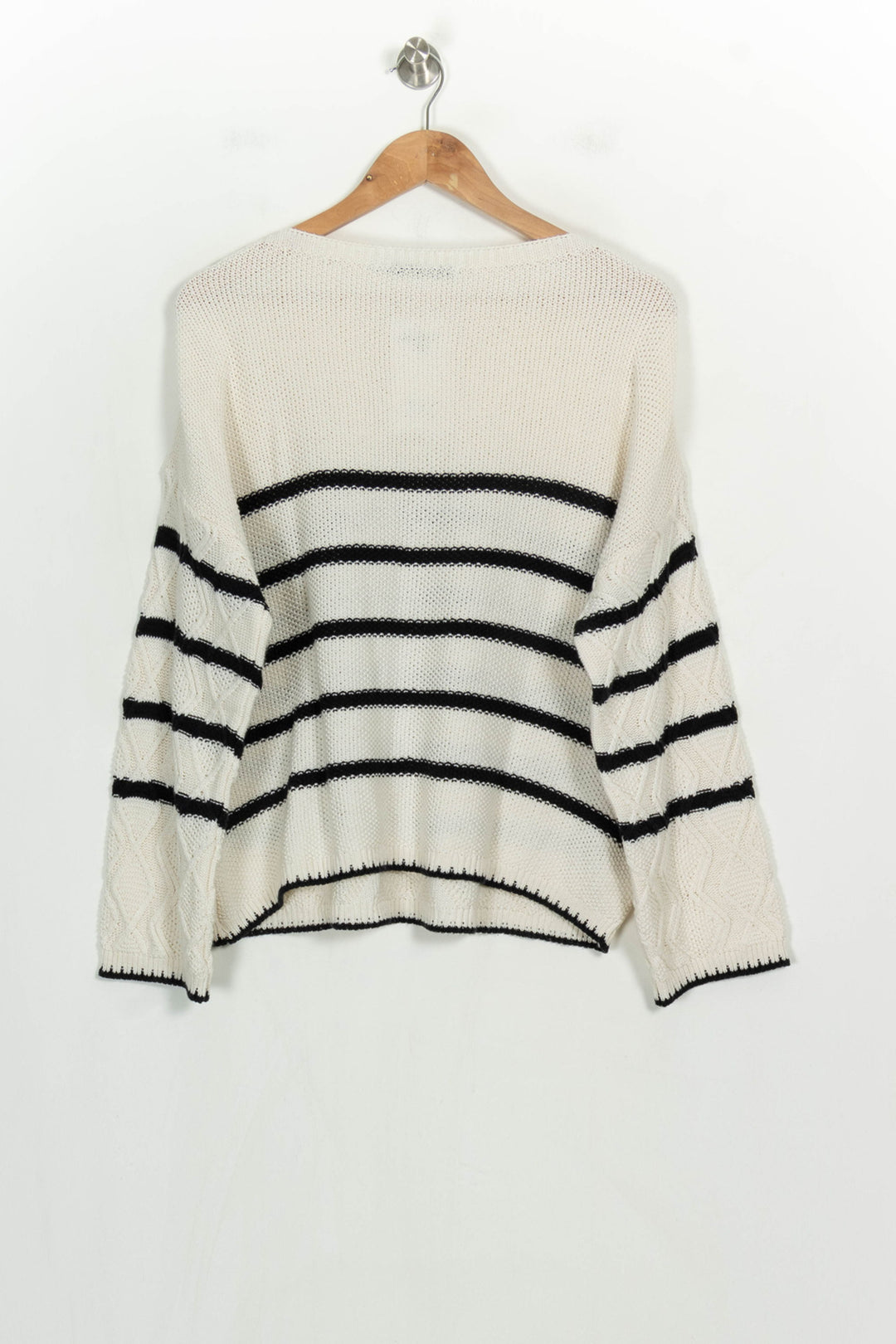 Pull Blanc et Noir - Taille L/40 de la marque La Fée Maraboutée | PARAD122670 - Vendu par Paradigme - Image 5