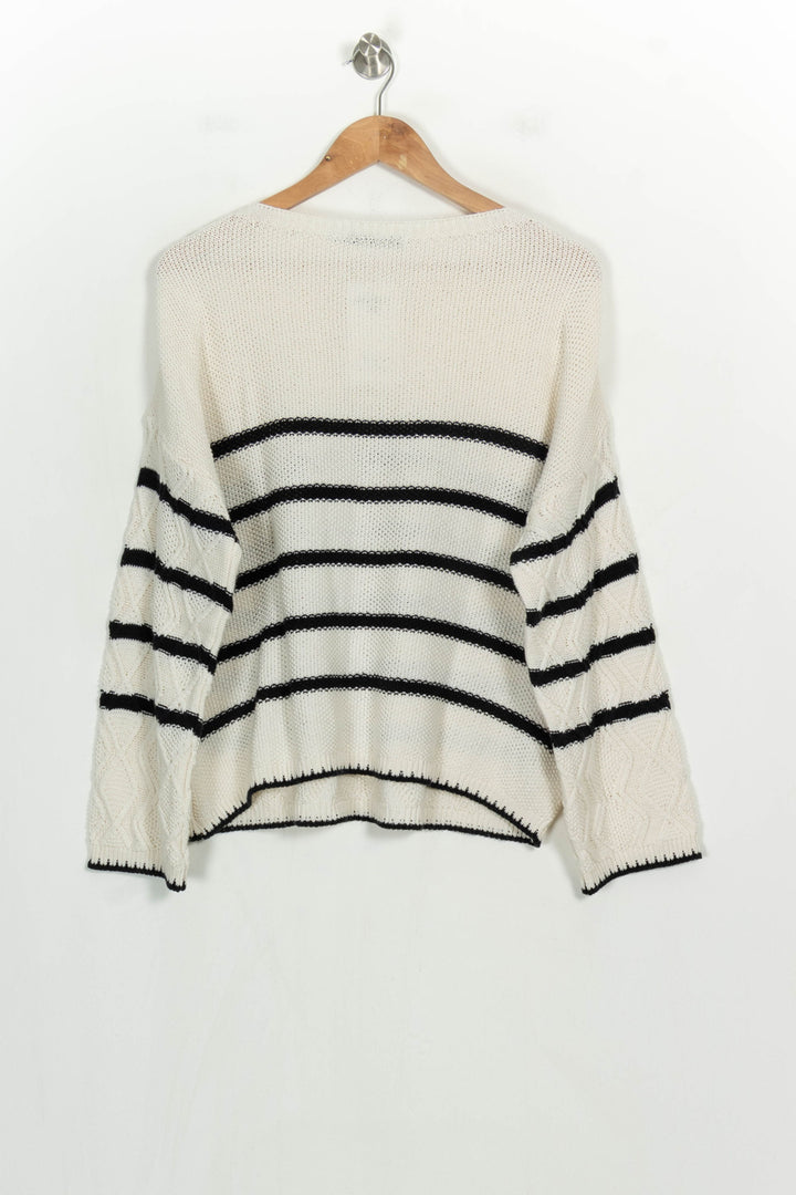 Pull Blanc et Noir - Taille L/40 de la marque La Fée Maraboutée | PARAD122670 - Vendu par Paradigme - Image 5