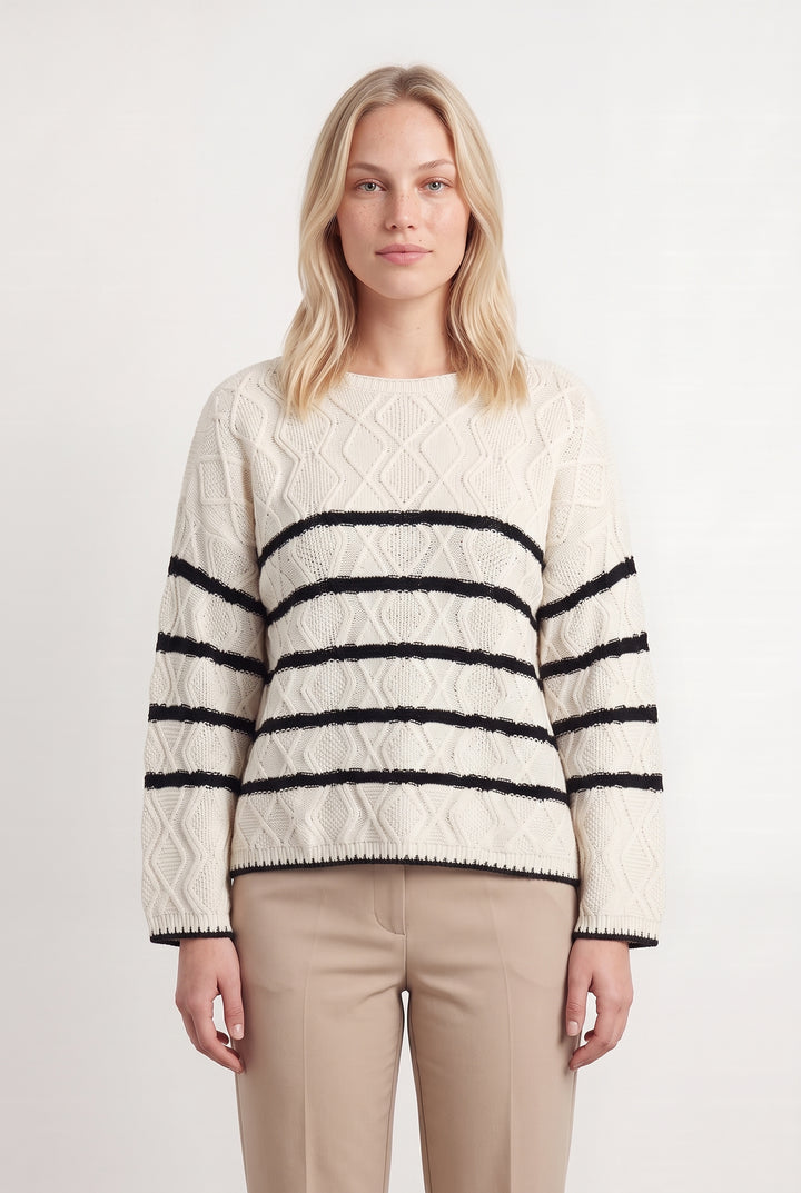 Pull Blanc et Noir - Taille L/40 de la marque La Fée Maraboutée | PARAD122670 - Vendu par Paradigme - Image 1