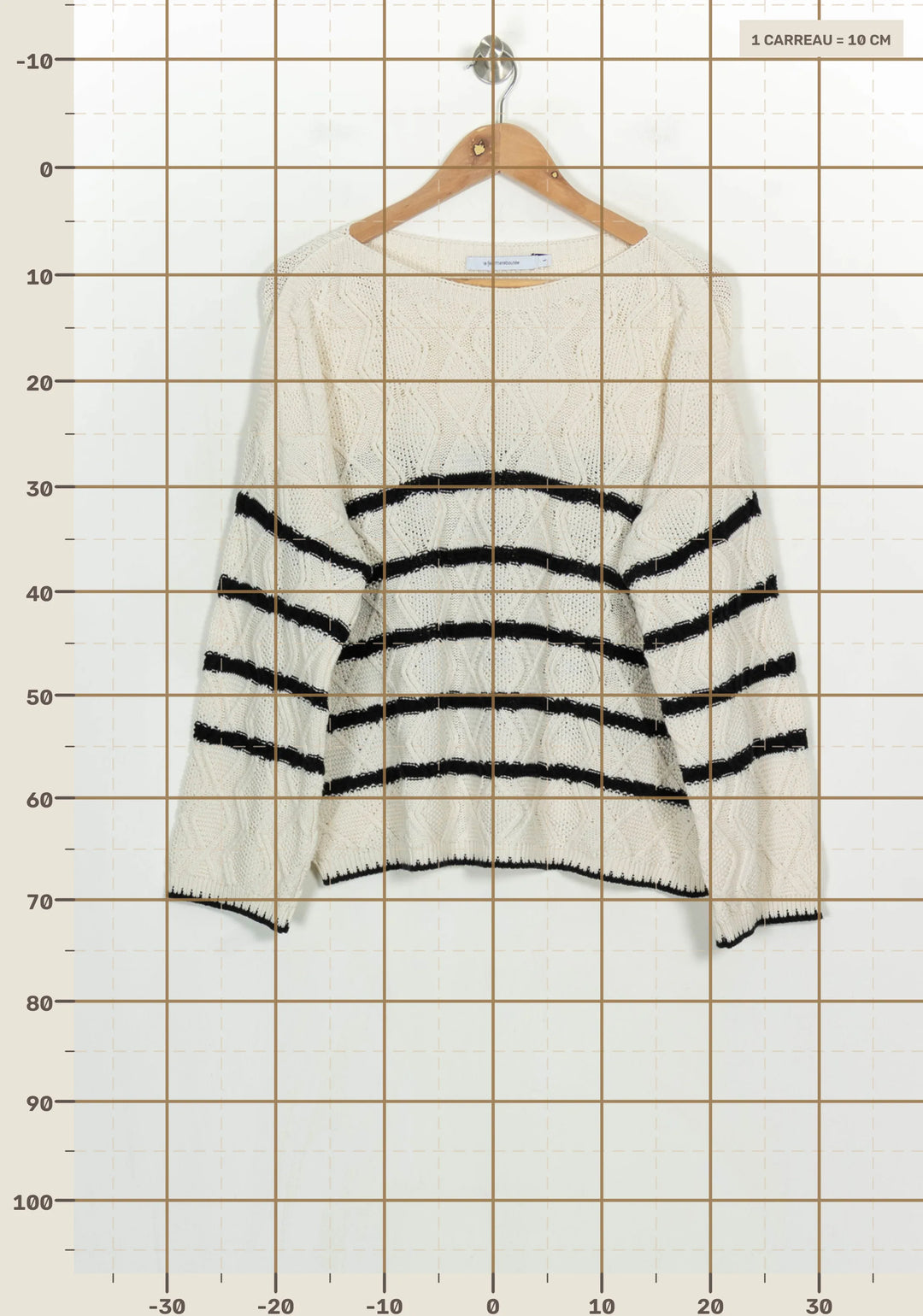 Pull Blanc et Noir - Taille L/40 de la marque La Fée Maraboutée | PARAD122670 - Vendu par Paradigme - Image 4