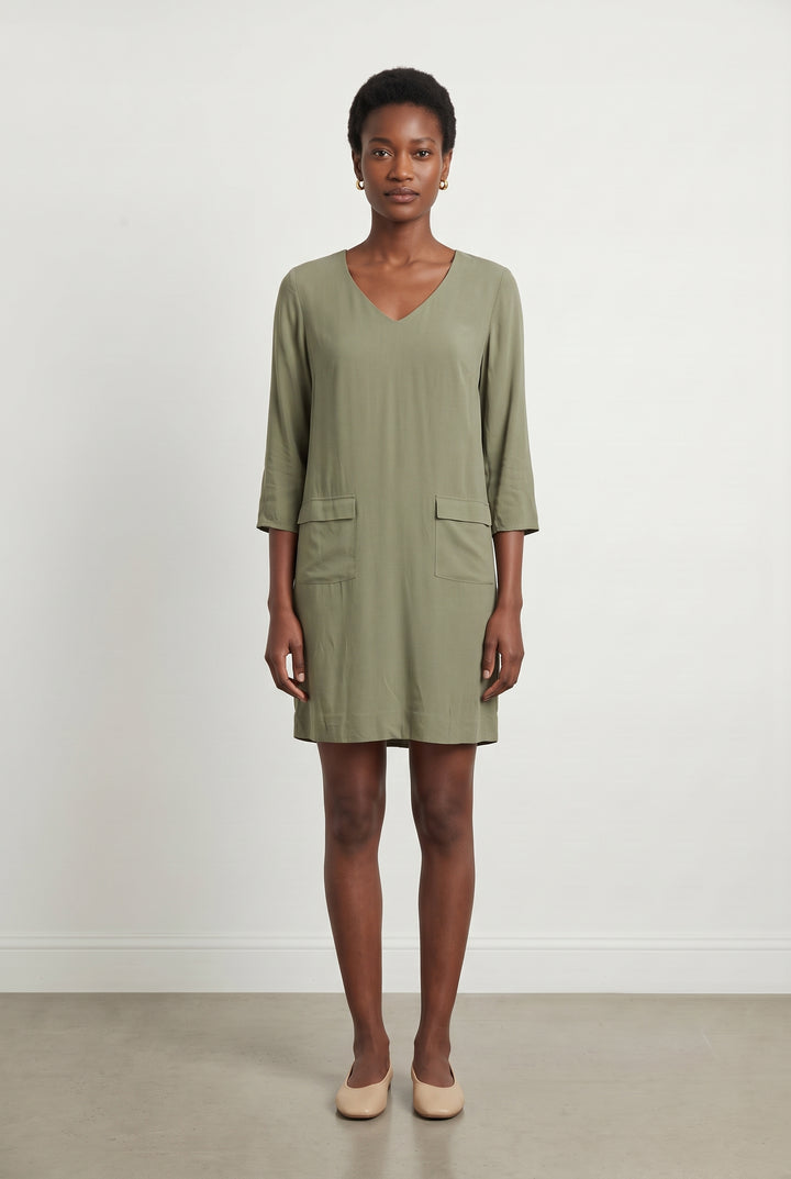 Robe Droite Verte - Taille M/38 de la marque Caroll | PARAD122690 - Vendu par Paradigme - Image 1