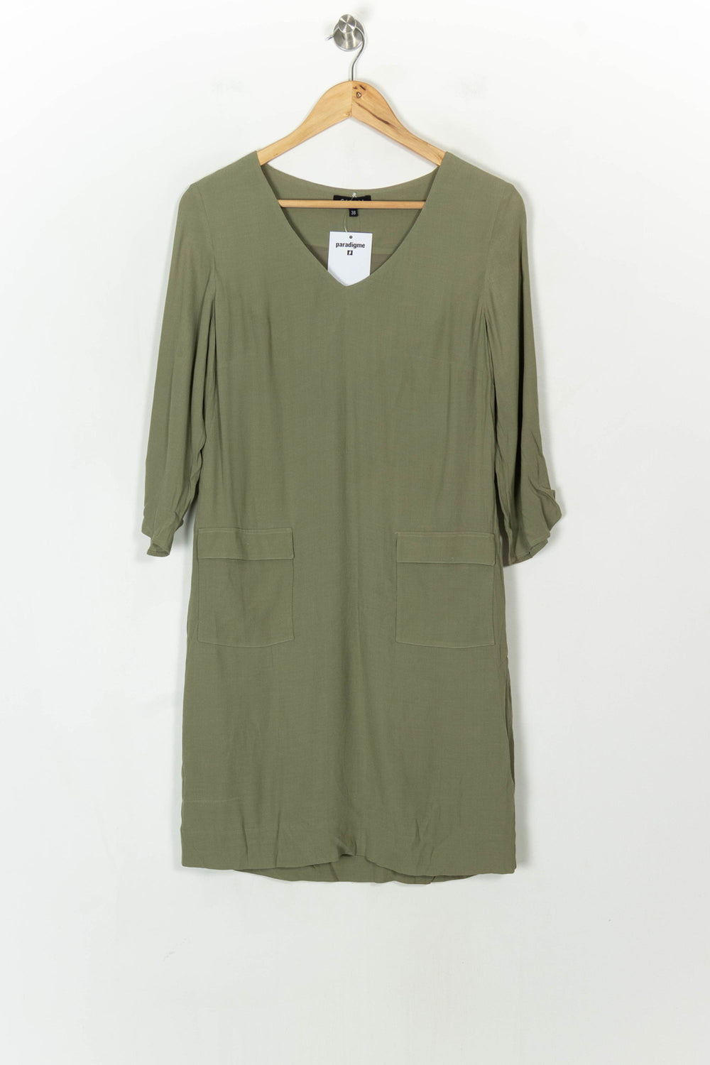 Robe Droite Verte - Taille M/38 de la marque Caroll | PARAD122690 - Vendu par Paradigme - Image 2