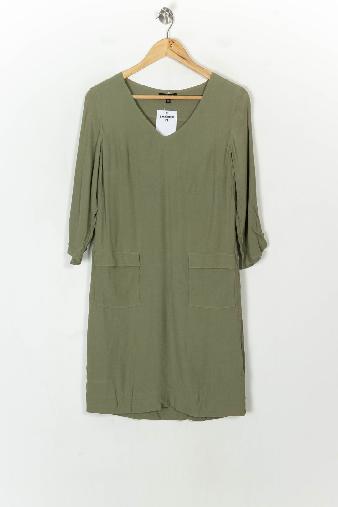 Robe Droite Verte - Taille M/38 de la marque Caroll | PARAD122690 - Vendu par Paradigme - Image 2