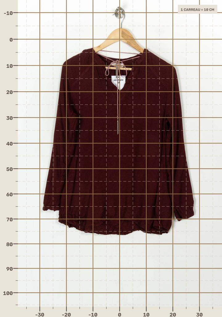 Blouse Bordeaux - Taille M/38 de la marque Louizon | PARAD122698 - Vendu par Paradigme - Image 4