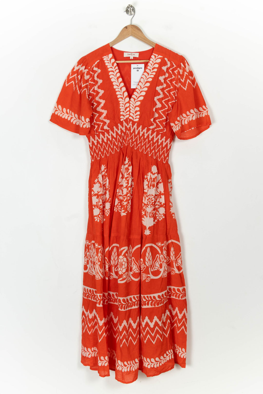 Robe Longue Orange et Blanche - Taille XL/42 de la marque Derhy | PARAD122706 - Vendu par Paradigme - Image 2
