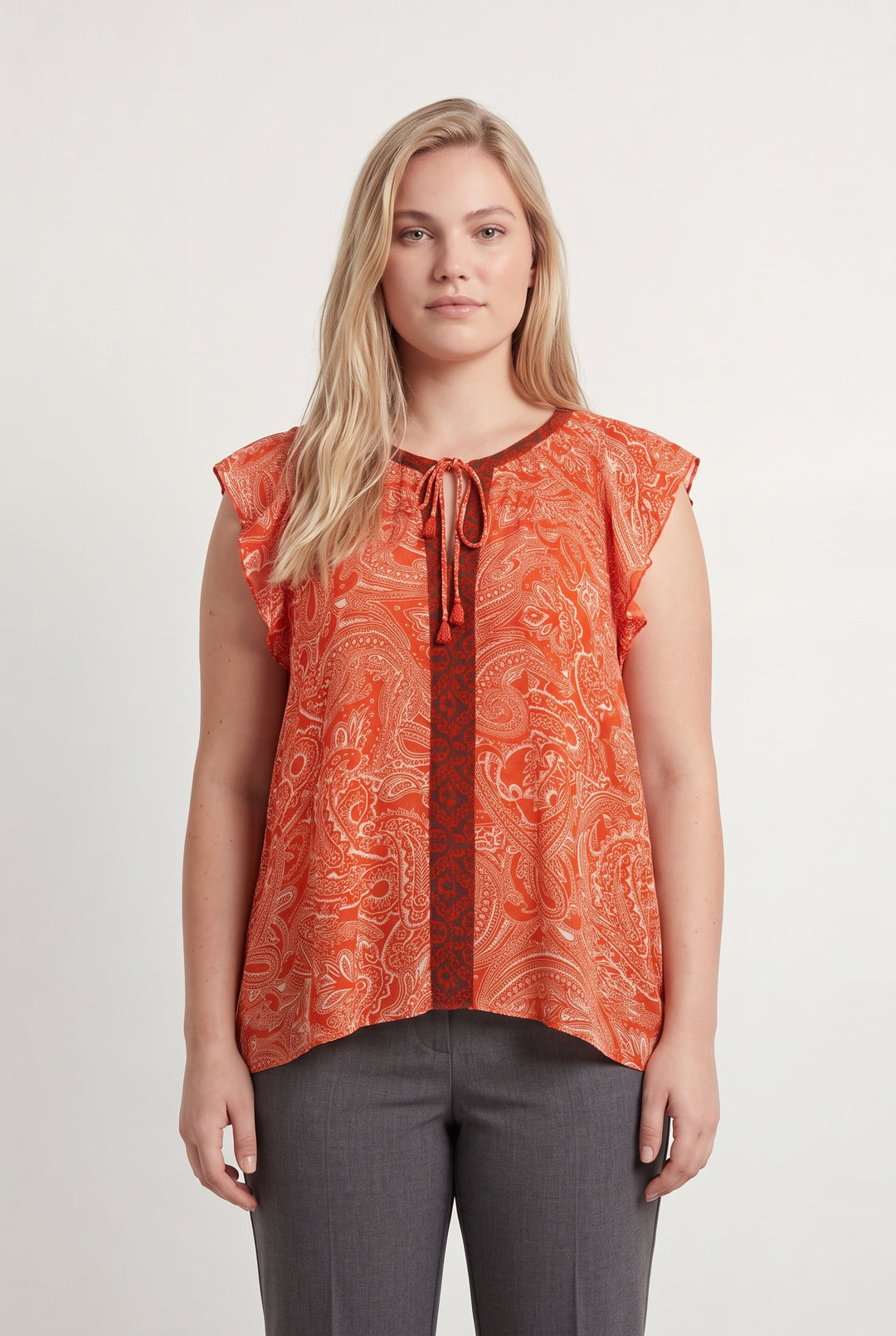 Blouse Orange et Rouge - Taille XL/42 de la marque La Fée Maraboutée | PARAD122709 - Vendu par Paradigme - Image 1