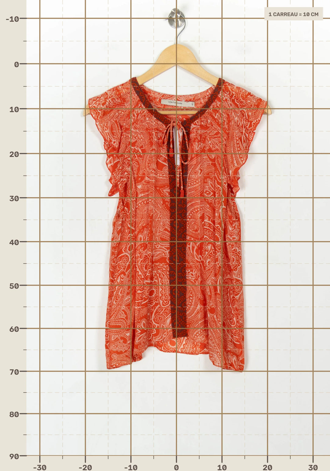 Blouse Orange et Rouge - Taille XL/42 de la marque La Fée Maraboutée | PARAD122709 - Vendu par Paradigme - Image 4