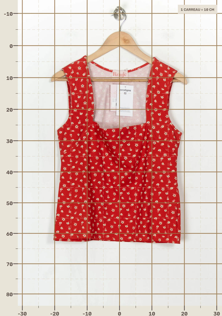 Débardeur Rouge à Fleurs Blanches - Taille XL/42 de la marque Rouje | PARAD122723 - Vendu par Paradigme - Image 4