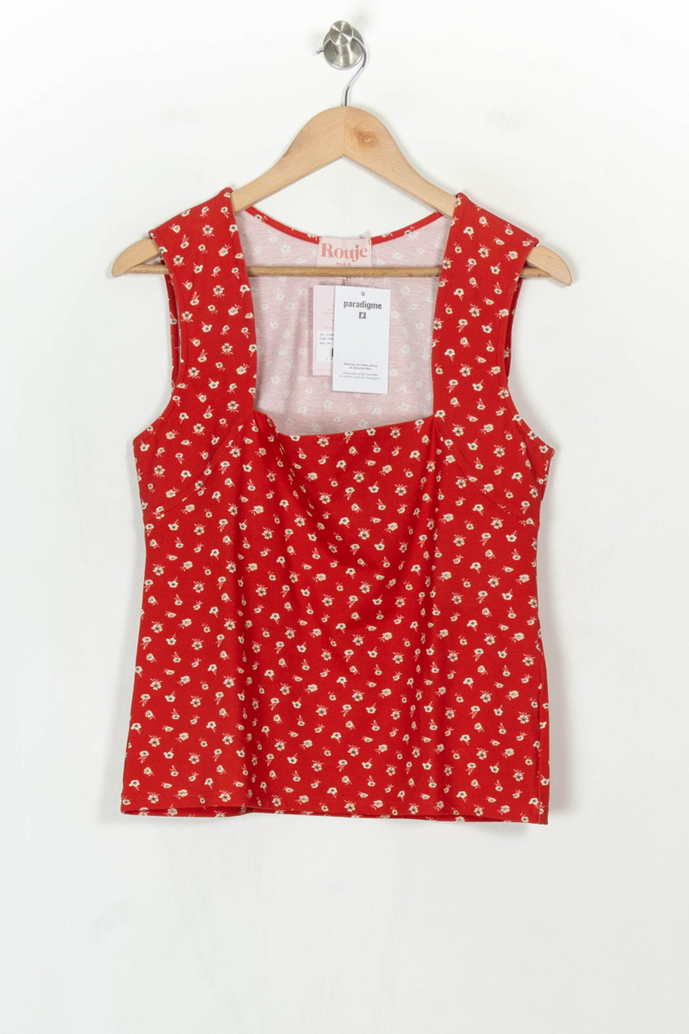 Débardeur Rouge à Fleurs Blanches - Taille XL/42 de la marque Rouje | PARAD122723 - Vendu par Paradigme - Image 2