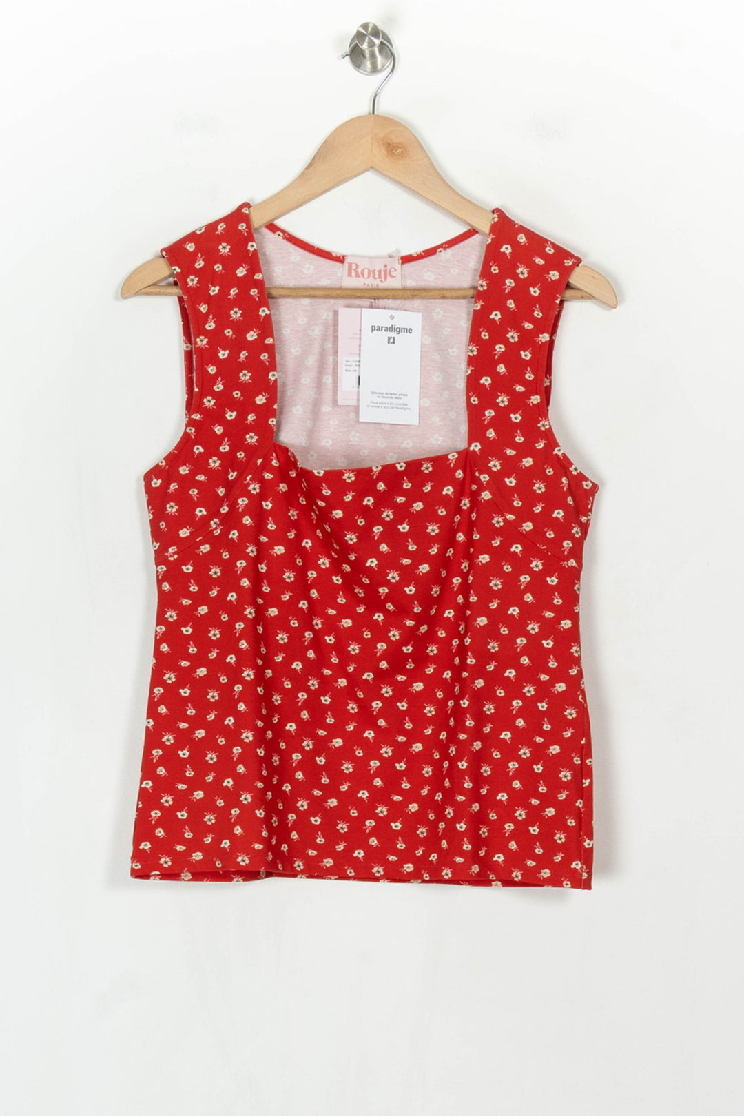 Débardeur Rouge à Fleurs Blanches - Taille XL/42 de la marque Rouje | PARAD122723 - Vendu par Paradigme - Image 2