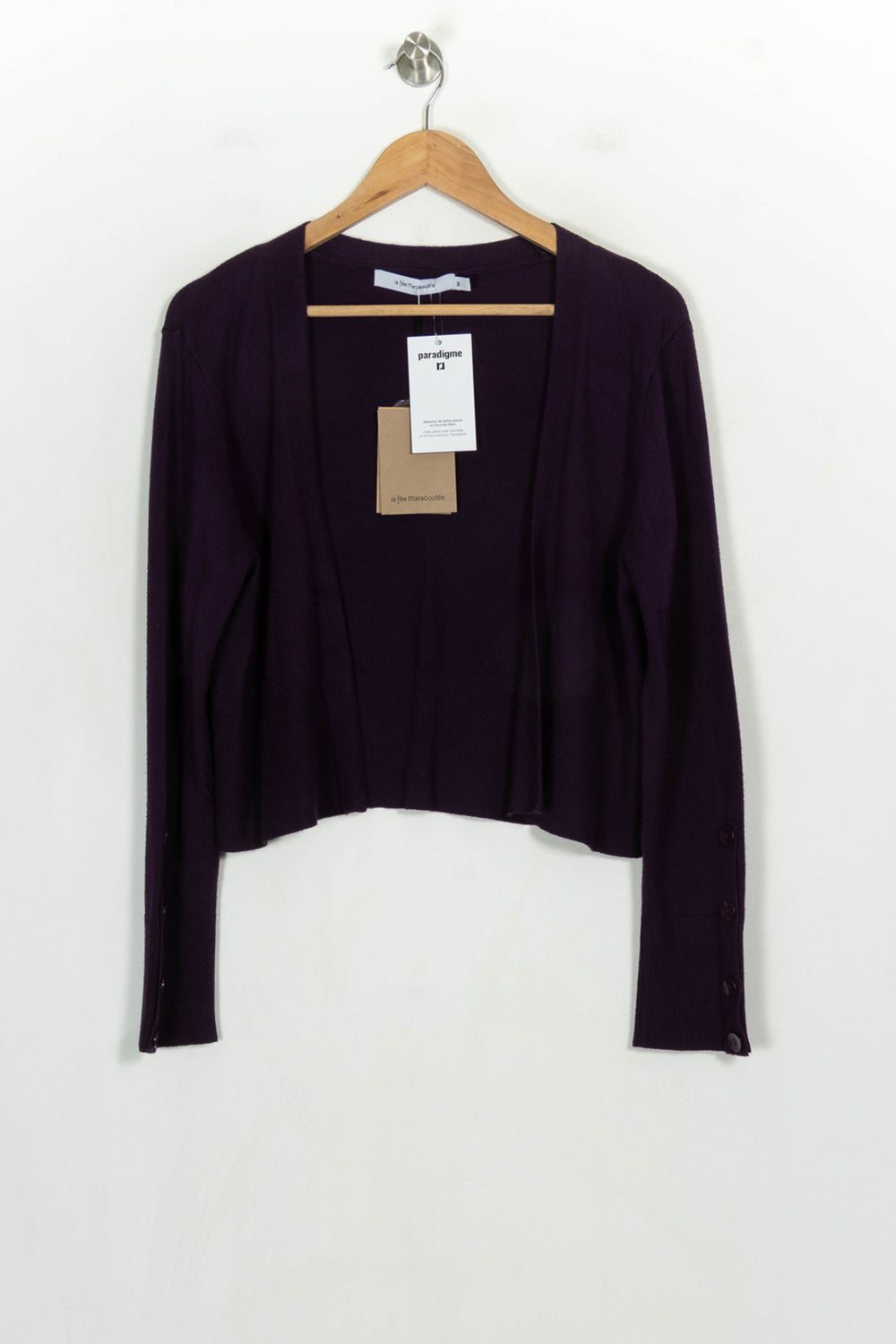 Cardigan Violet - Taille M/38 de la marque La Fée Maraboutée | PARAD122731 - Vendu par Paradigme - Image 2