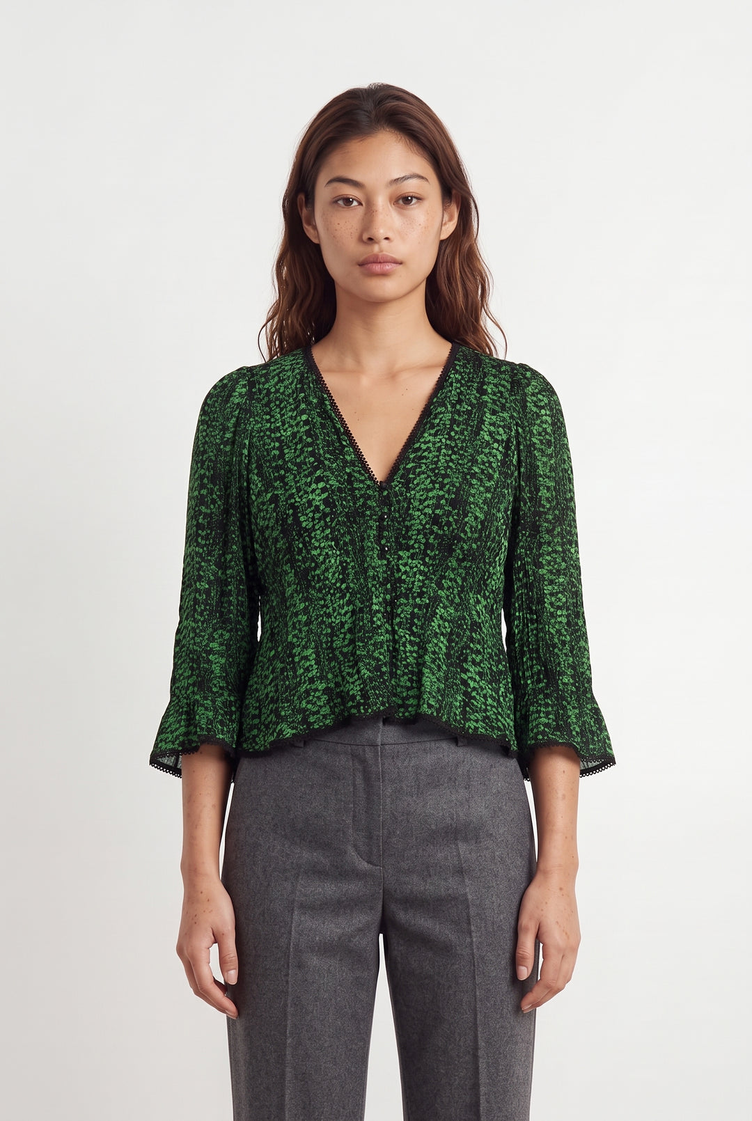 Blouse Verte et Noire - Taille M/38 de la marque ba&amp;sh | PARAD122742 - Vendu par Paradigme - Image 1