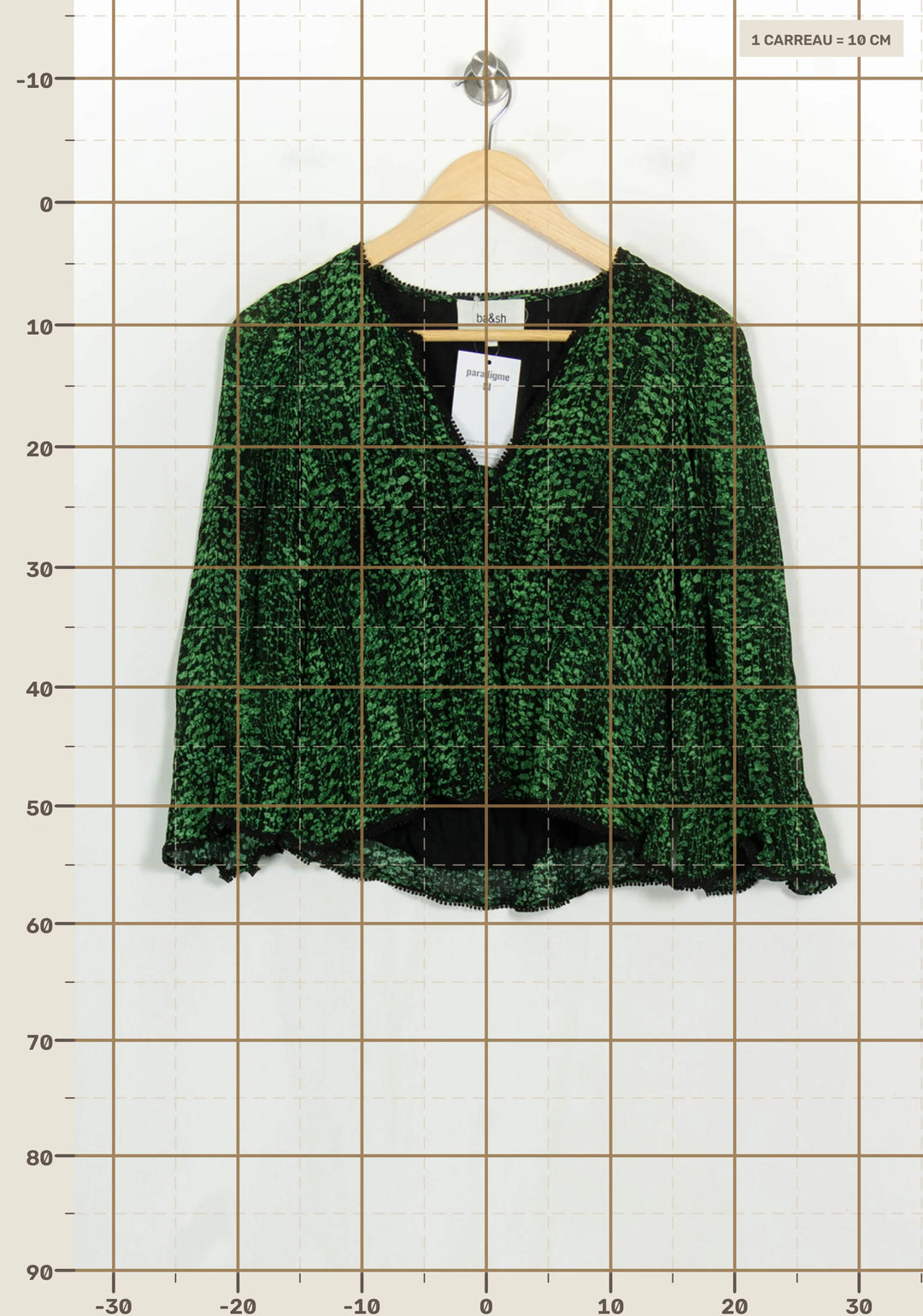 Blouse Verte et Noire - Taille M/38 de la marque ba&amp;sh | PARAD122742 - Vendu par Paradigme - Image 4