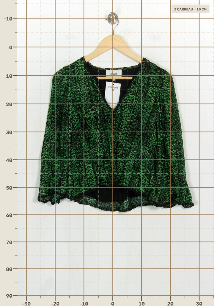 Blouse Verte et Noire - Taille M/38 de la marque ba&amp;sh | PARAD122742 - Vendu par Paradigme - Image 4