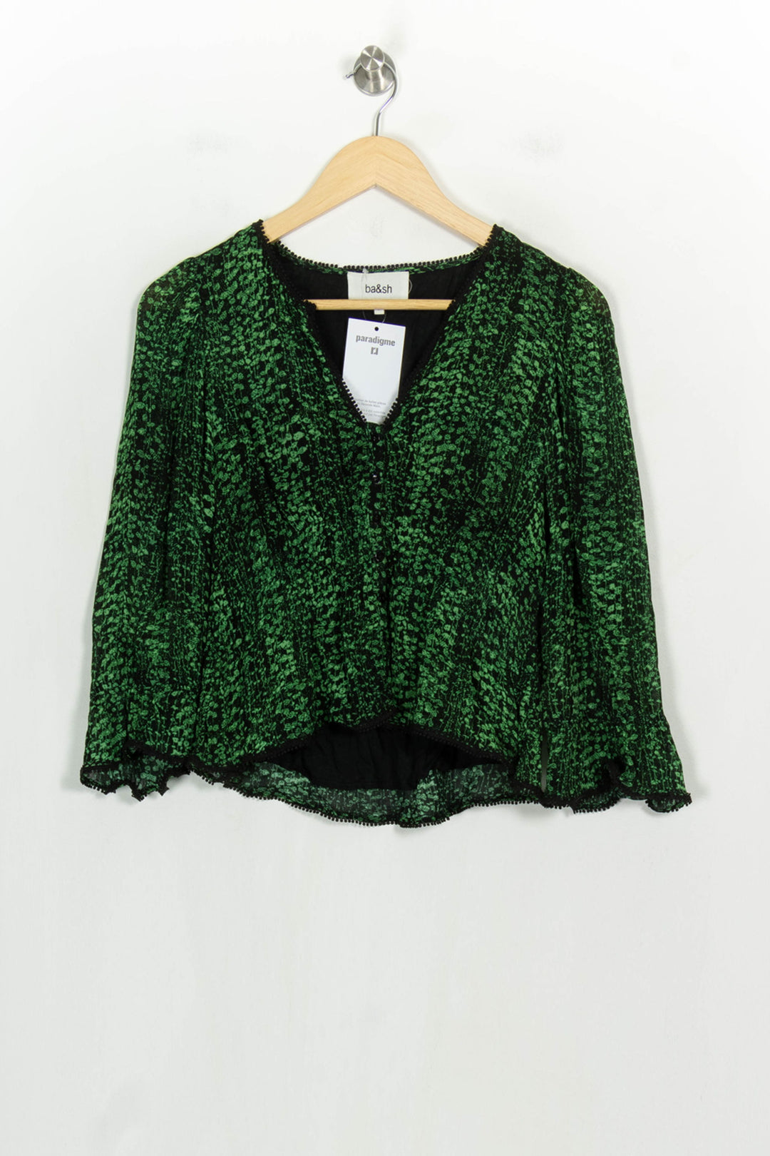 Blouse Verte et Noire - Taille M/38 de la marque ba&amp;sh | PARAD122742 - Vendu par Paradigme - Image 2