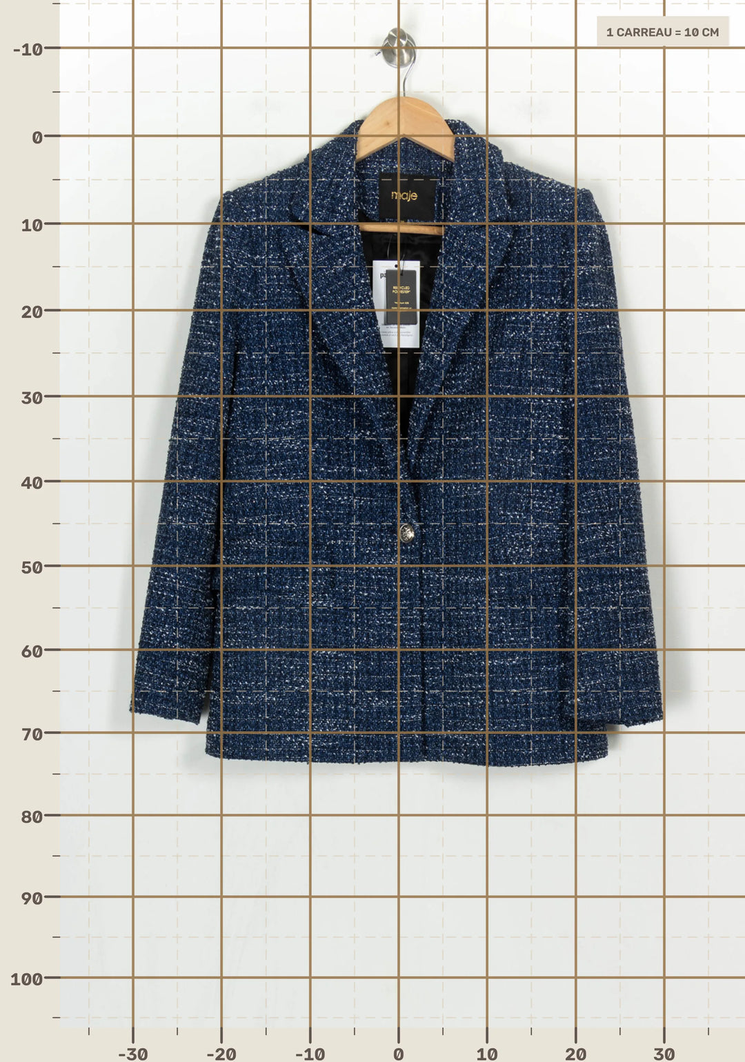 Veste en tweed bleue - Taille M/38 de la marque Maje | PARAD122744 - Vendu par Paradigme - Image 4
