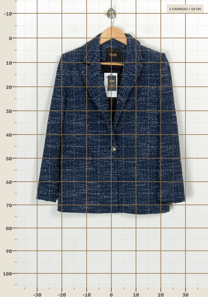 Veste en tweed bleue - Taille M/38 de la marque Maje | PARAD122744 - Vendu par Paradigme - Image 4