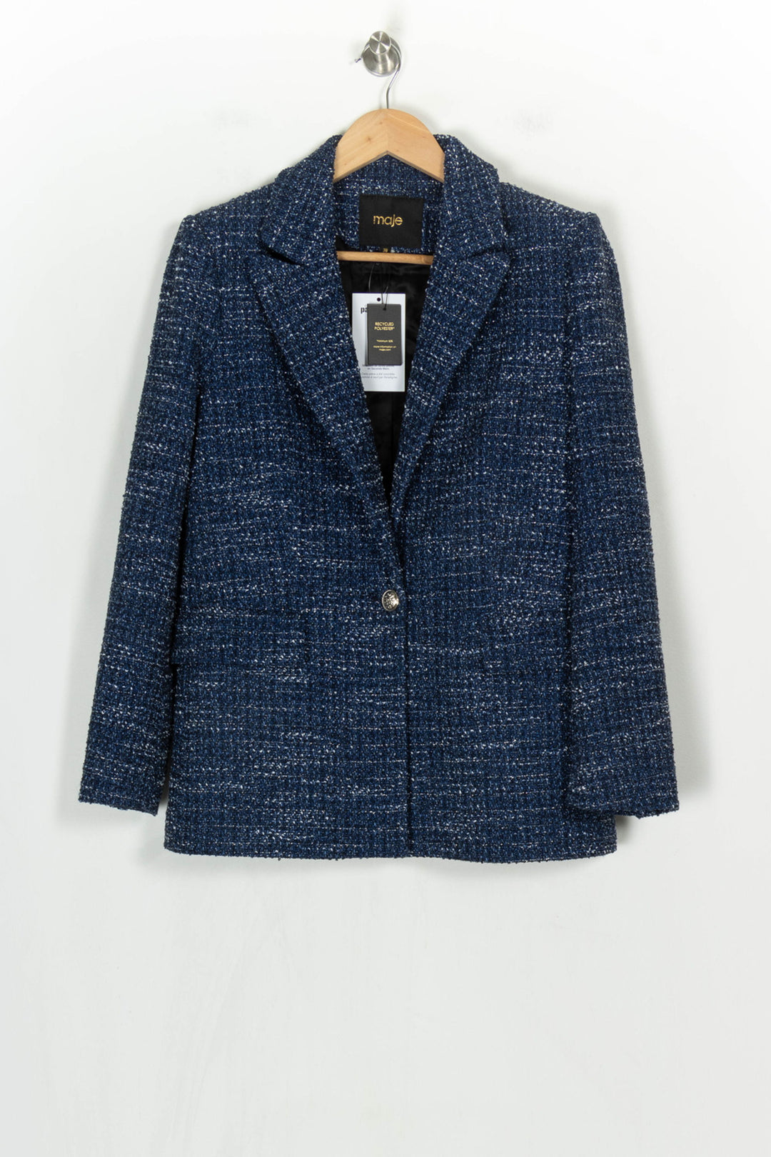 Veste en tweed bleue - Taille M/38 de la marque Maje | PARAD122744 - Vendu par Paradigme - Image 2