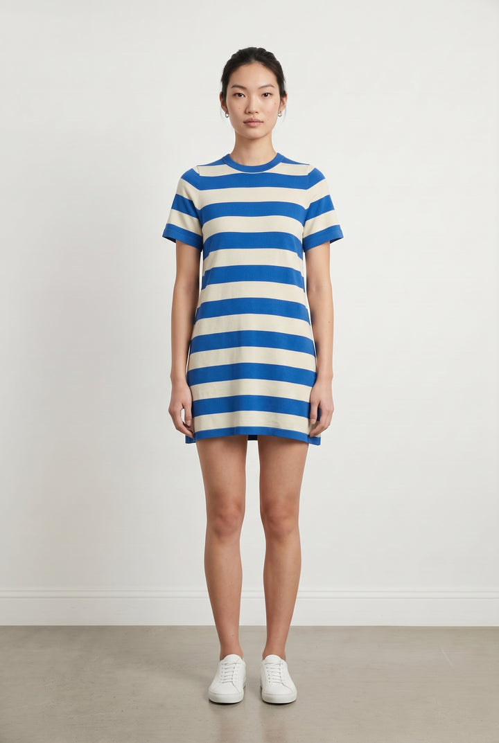Robe Courte Bleue et Blanche - Taille M/38 de la marque Petite Mendigote | PARAD122761 - Vendu par Paradigme - Image 1