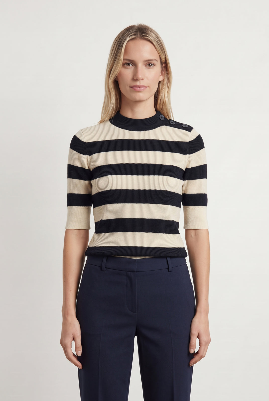 Pull Rayé Noir et Beige - Taille XS/34 de la marque Comptoir des Cotonniers | PARAD122765 - Vendu par Paradigme - Image 1