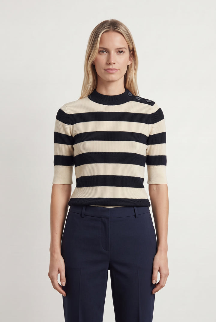 Pull Rayé Noir et Beige - Taille XS/34 de la marque Comptoir des Cotonniers | PARAD122765 - Vendu par Paradigme - Image 1