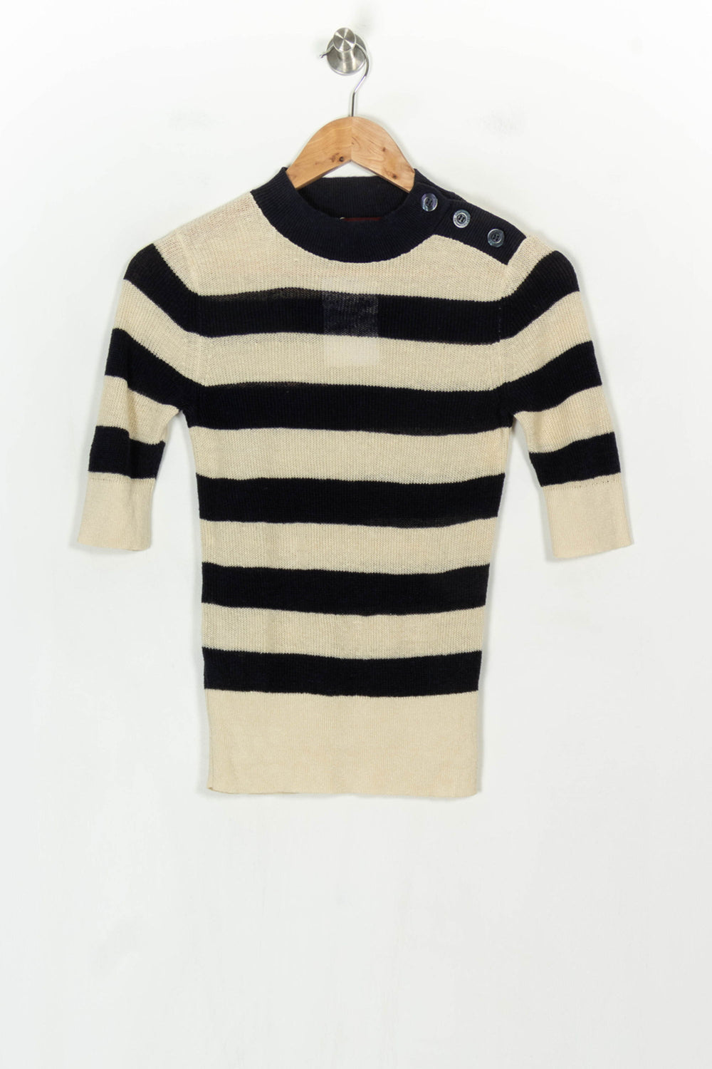 Pull Rayé Noir et Beige - Taille XS/34 de la marque Comptoir des Cotonniers | PARAD122765 - Vendu par Paradigme - Image 2