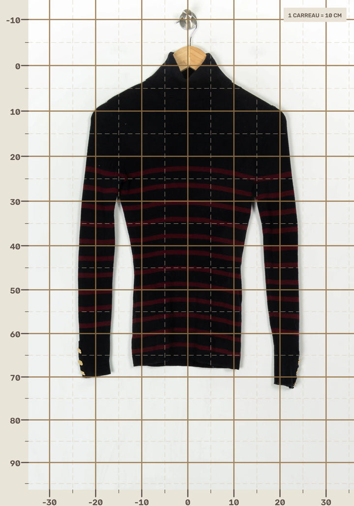 Pull Col Roulé Noir et Bordeaux - Taille S/36 de la marque Vanessa Bruno | PARAD122779 - Vendu par Paradigme - Image 4
