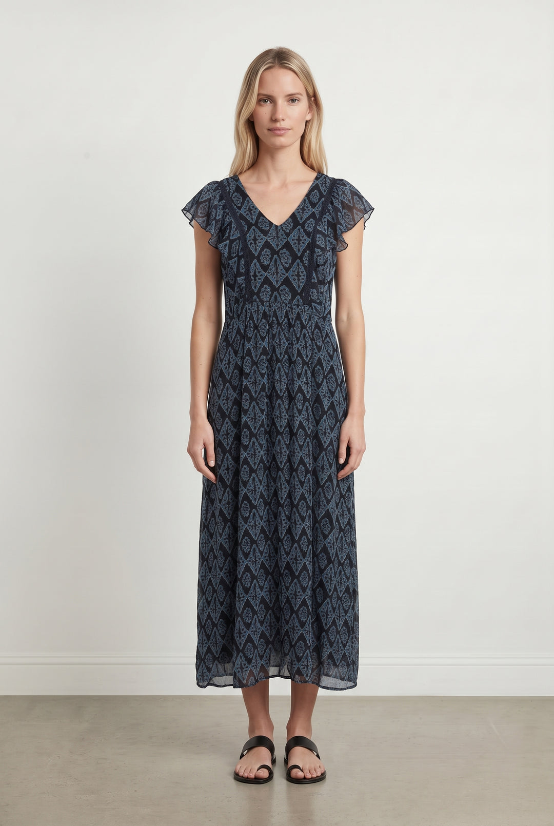 Robe Longue Bleue et Noire - Taille M/38 de la marque La Fée Maraboutée | PARAD122780 - Vendu par Paradigme - Image 1