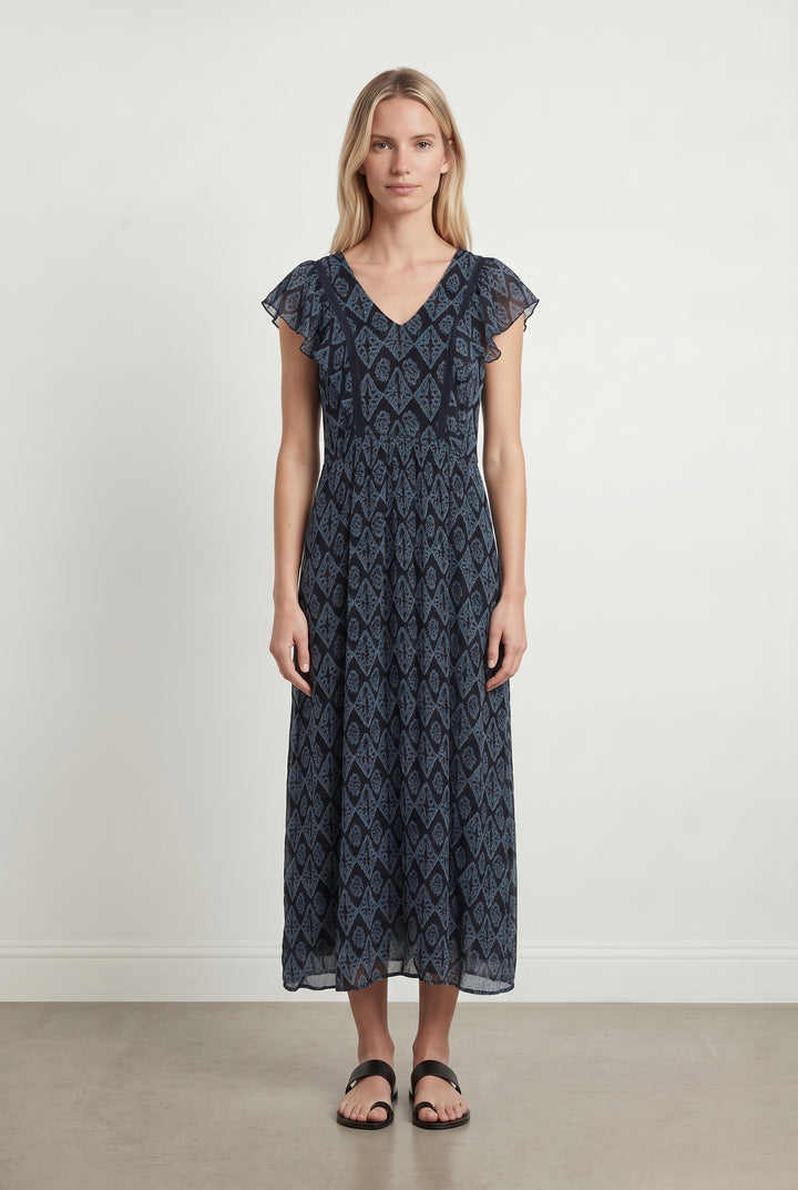 Robe Longue Bleue et Noire - Taille M/38 de la marque La Fée Maraboutée | PARAD122780 - Vendu par Paradigme - Image 1