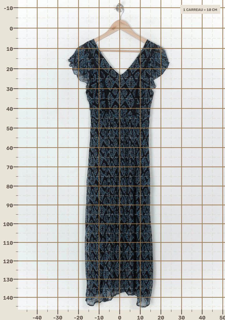 Robe Longue Bleue et Noire - Taille M/38 de la marque La Fée Maraboutée | PARAD122780 - Vendu par Paradigme - Image 4