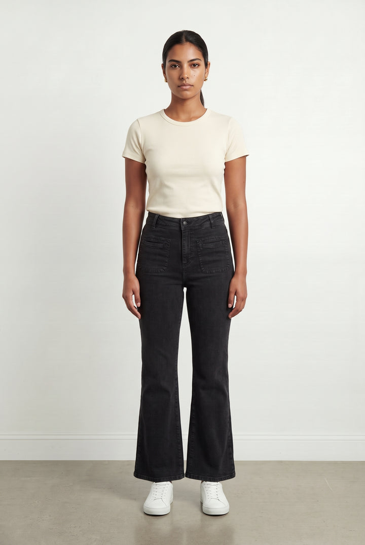 Jean Flare Noir - Taille L/40 de la marque La Fée Maraboutée | PARAD122793 - Vendu par Paradigme - Image 1