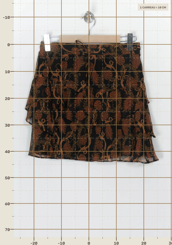 Jupe Volantée Noire et Marron - Taille S/36 de la marque IKKS | PARAD122826 - Vendu par Paradigme - Image 4