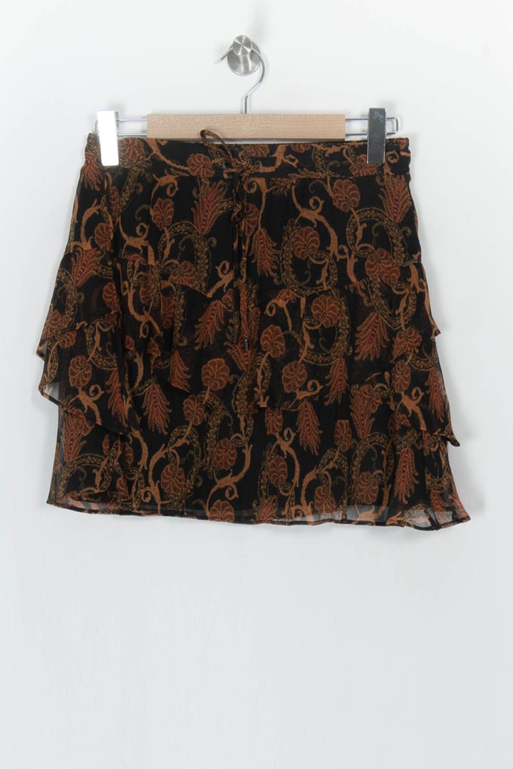Jupe Volantée Noire et Marron - Taille S/36 de la marque IKKS | PARAD122826 - Vendu par Paradigme - Image 2