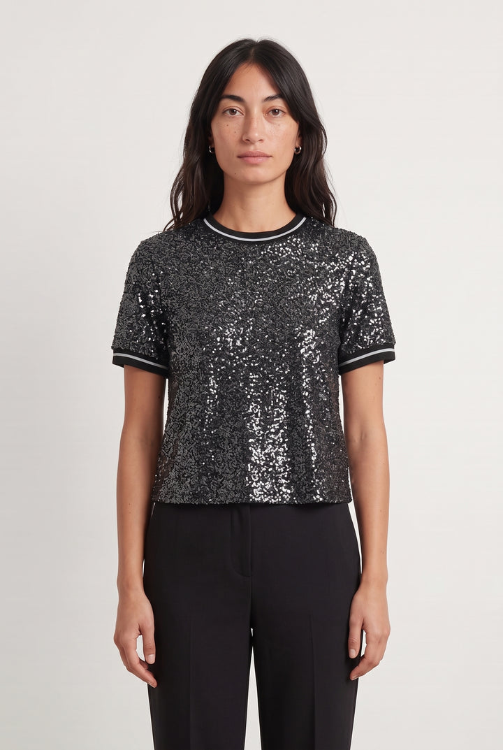 T-Shirt Noir et Argenté - Taille S/36 de la marque Imprevu | PARAD122856 - Vendu par Paradigme - Image 1