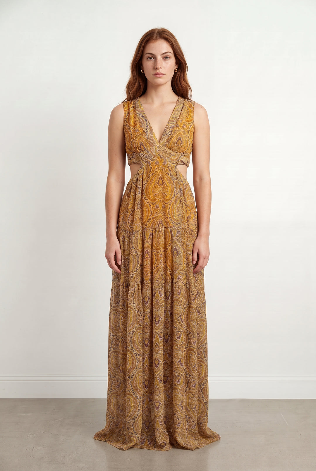 Robe Longue Jaune et Marron - Taille S/36 de la marque Opullence | PARAD122861 - Vendu par Paradigme - Image 1