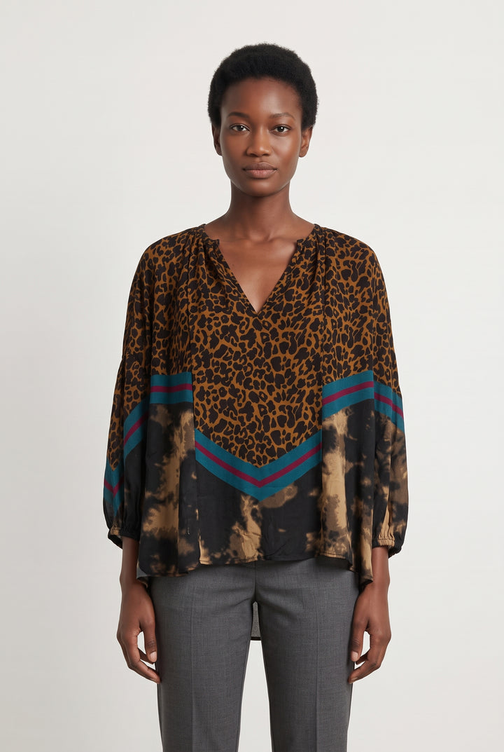 Blouse Léopard et Noire - Taille S/36 de la marque Mes Demoiselles Paris | PARAD122865 - Vendu par Paradigme - Image 1