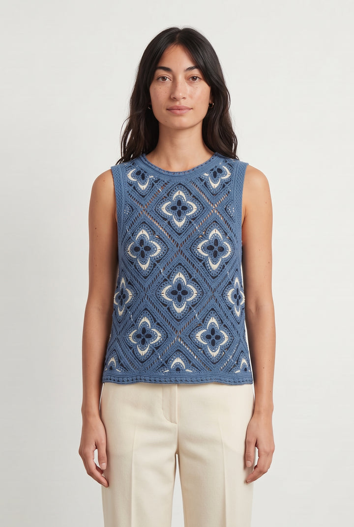 Débardeur Bleu et Blanc - Taille S/36 de la marque La Fée Maraboutée | PARAD122875 - Vendu par Paradigme - Image 1