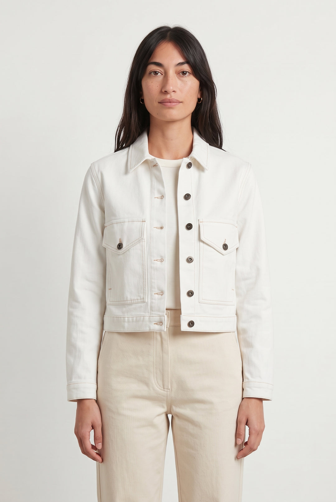 Veste en Jean Blanche - Taille S/36 de la marque La Fée Maraboutée | PARAD122878 - Vendu par Paradigme - Image 1
