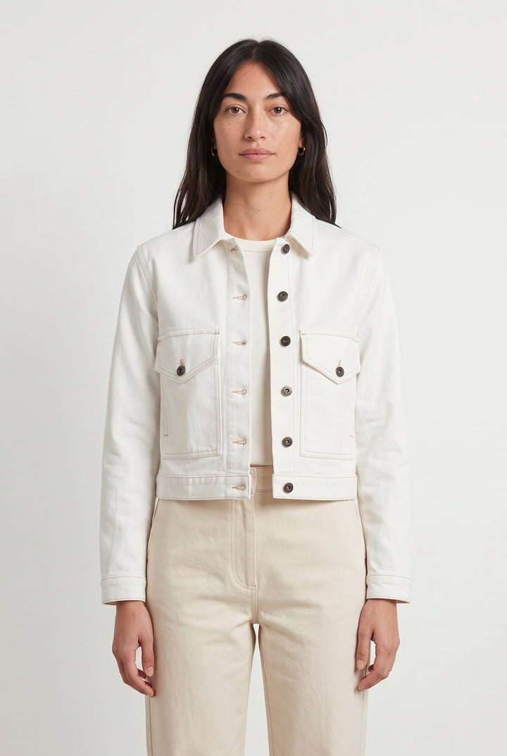Veste en Jean Blanche - Taille S/36 de la marque La Fée Maraboutée | PARAD122878 - Vendu par Paradigme - Image 1