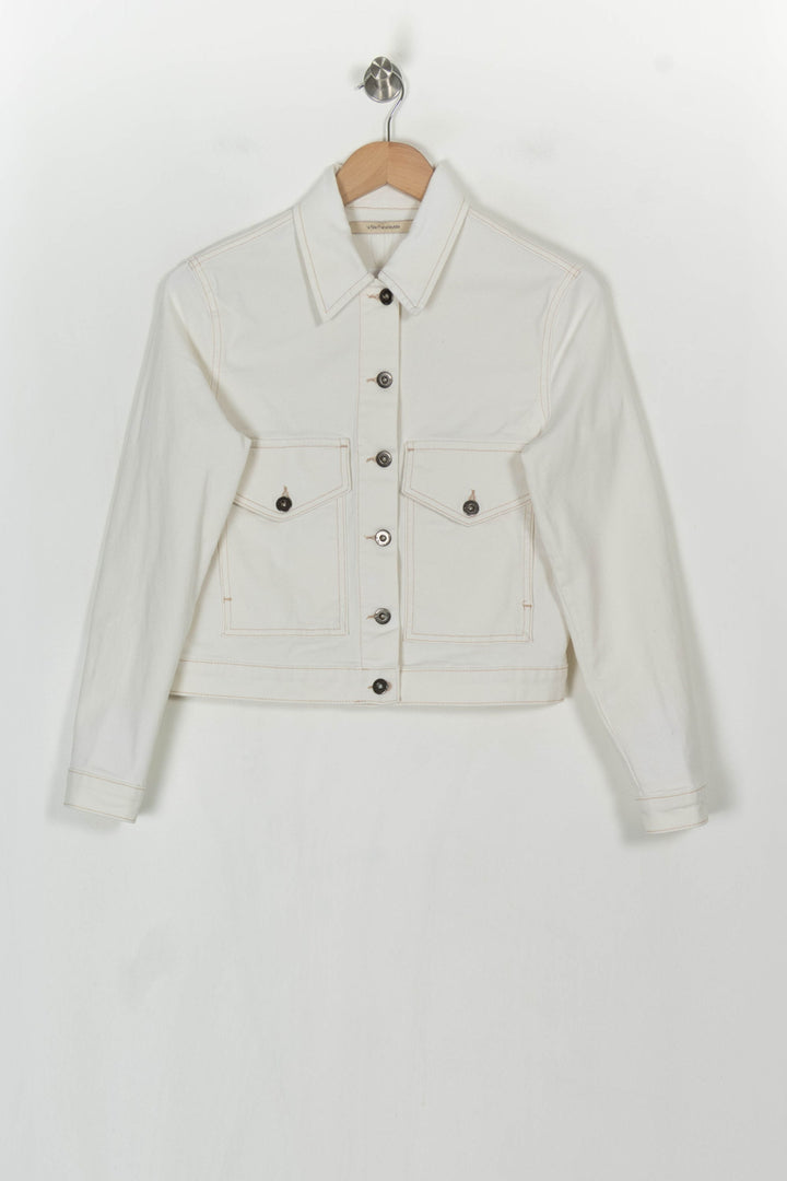 Veste en Jean Blanche - Taille S/36 de la marque La Fée Maraboutée | PARAD122878 - Vendu par Paradigme - Image 2