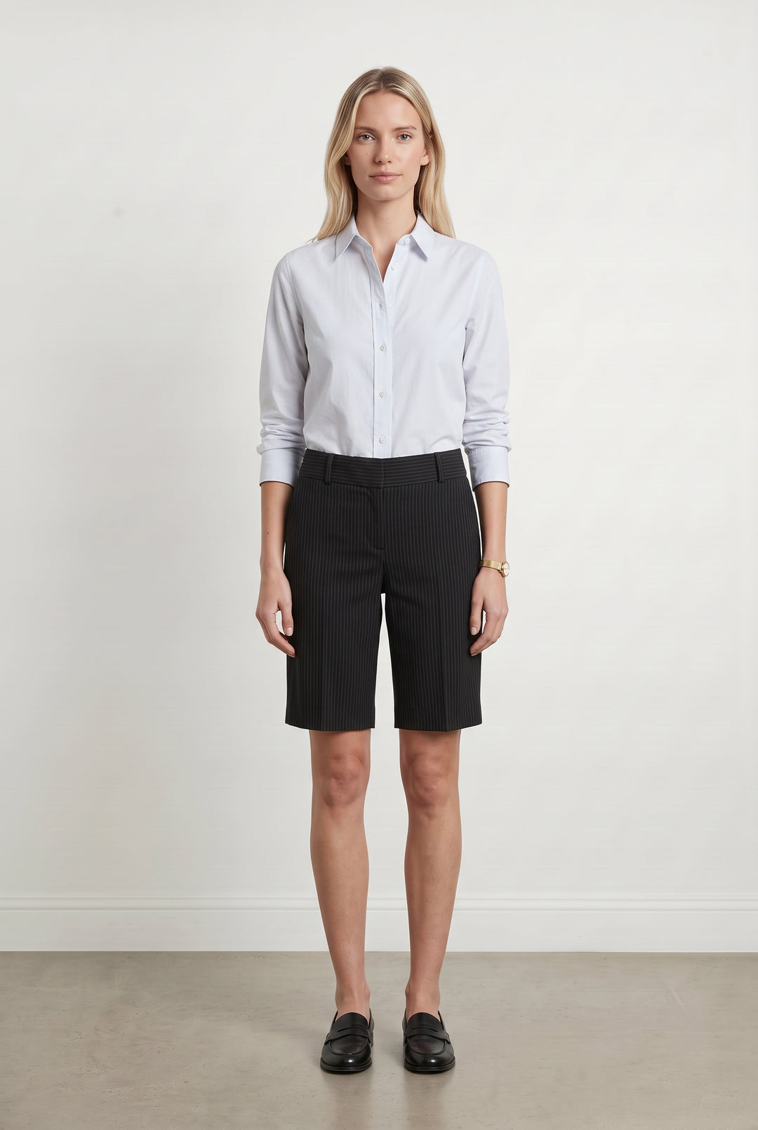 Bermuda Noir à Rayures - Taille M/38 de la marque Caroll | PARAD122885 - Vendu par Paradigme - Image 1