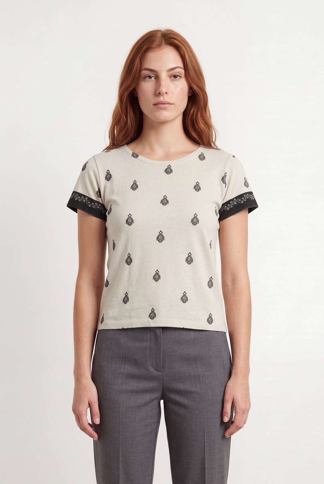 T-shirt Beige et Noir - Taille M/38 de la marque Claudie Pierlot | PARAD122899 - Vendu par Paradigme - Image 1