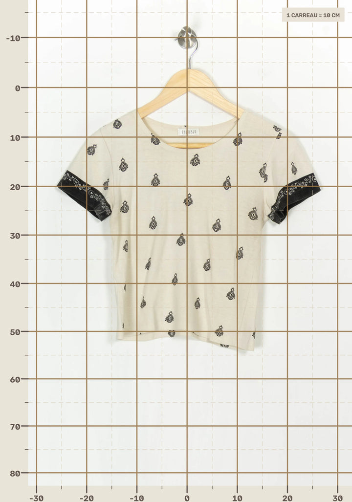 T-shirt Beige et Noir - Taille M/38 de la marque Claudie Pierlot | PARAD122899 - Vendu par Paradigme - Image 4
