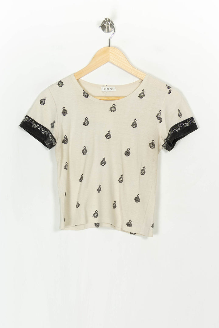 T-shirt Beige et Noir - Taille M/38 de la marque Claudie Pierlot | PARAD122899 - Vendu par Paradigme - Image 2