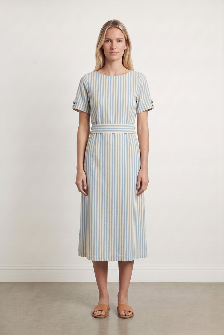 Robe Midi Rayée Bleue et Blanche - Taille M/38 de la marque Sézane | PARAD123402 - Vendu par Paradigme - Image 1