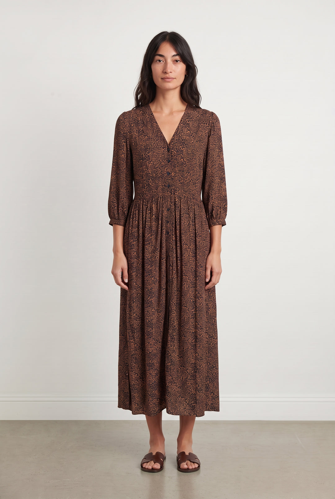 Robe Longue Marron et Noire - Taille S/36 de la marque Comptoir des Cotonniers | PARAD123408 - Vendu par Paradigme - Image 1