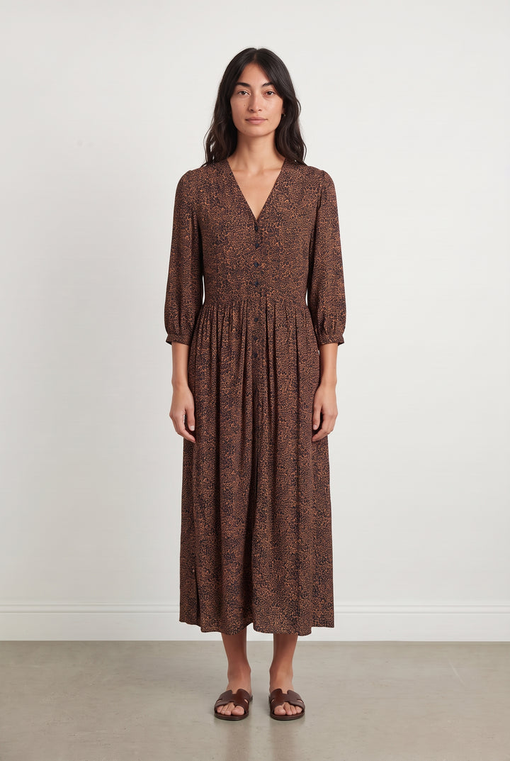 Robe Longue Marron et Noire - Taille S/36 de la marque Comptoir des Cotonniers | PARAD123408 - Vendu par Paradigme - Image 1